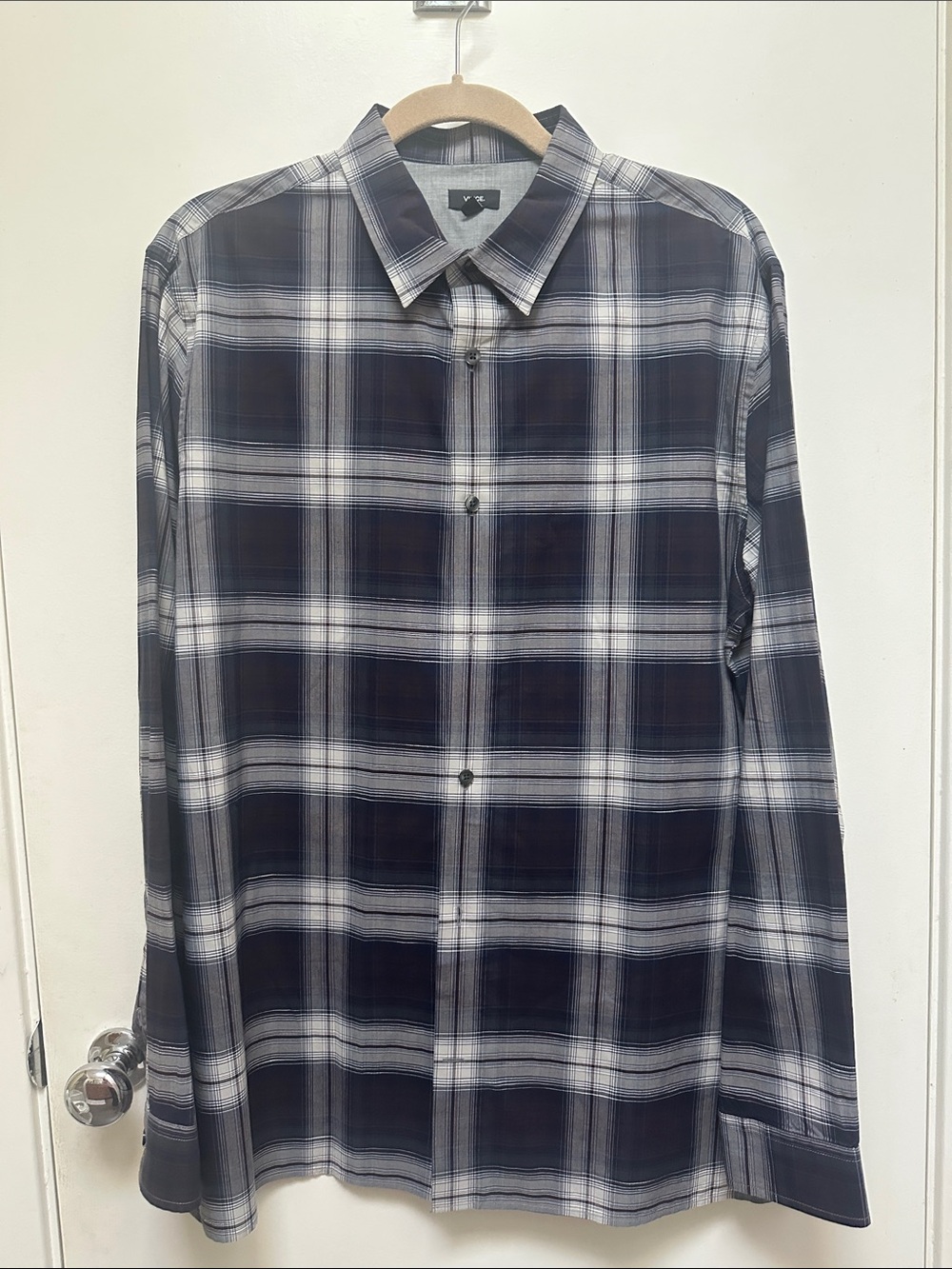 Vince Men’s Plaid Button-Down Cotton Shirt - Size L